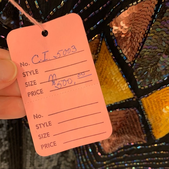 Beaded Evening Gown with Matching Jacket, Medium - Picture 11 of 11